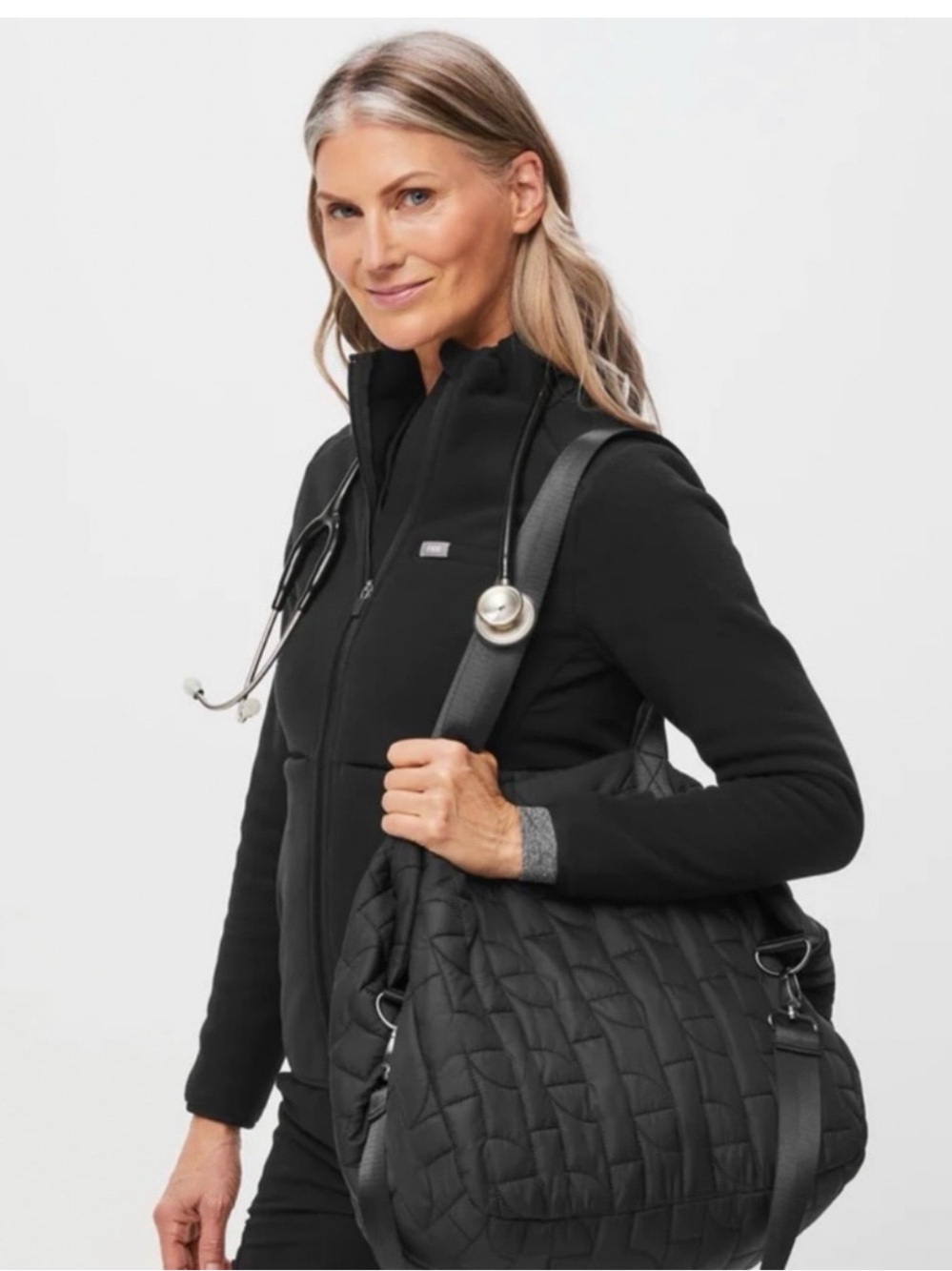 NWT Figs Quilted Black Shoulder Bag